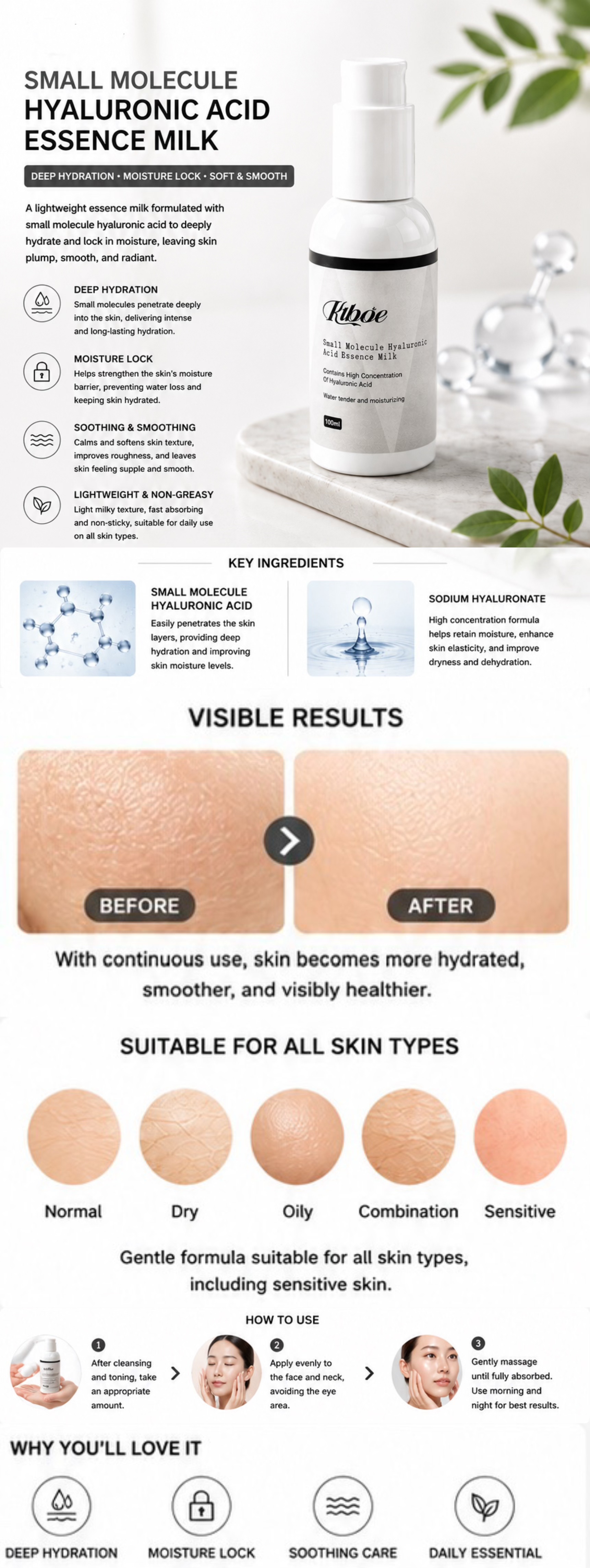 Small Molecule Hyaluronic Acid Essence Milk